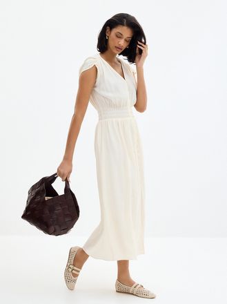 Sessun Womens Galiane smocked waist button-up dress