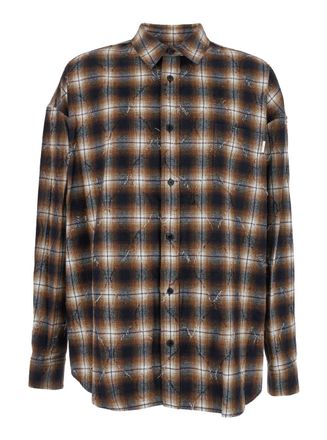 Juun.J Juun. J Multicolor Shirt With Classic Collar And All-over Check Motif In Cotton Man