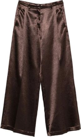 Alysi Wijde Broek - Dames - Wijde Broeken - Bruin - M - Leer - Broeken