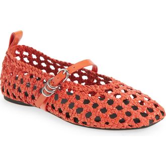Rag & Bone Spire Woven Mary Jane Flat in Firey Red at Nordstrom, Size 10.5Us
