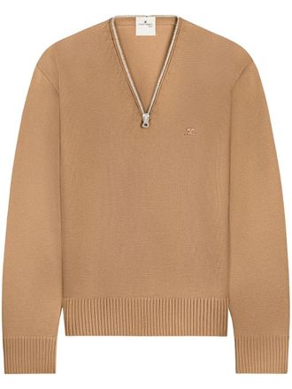 Courrèges zip-detailing wool sweater - Neutrals