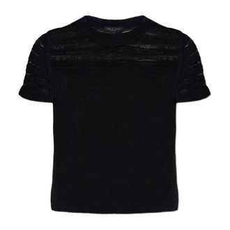 Rag & Bone T-Shirts, female, Black, Size: XS Britt Short-Sleeve Sweater