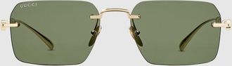 Gucci Frameless Rectangular Sunglasses, Gold