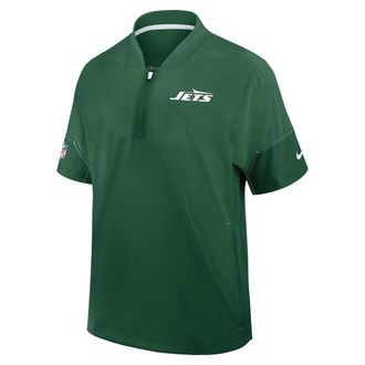 Nike New York Jets Sideline Coach Nike Mens NFL 1/2-Zip Short-Sleeve Hooded Jacket in Green | 03BO089K72-2J5