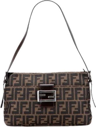 Fendi Pre-owned Shoulder Bags, female, Brown, Size: ONE SIZE Pre-owned Canvas fendi-bags