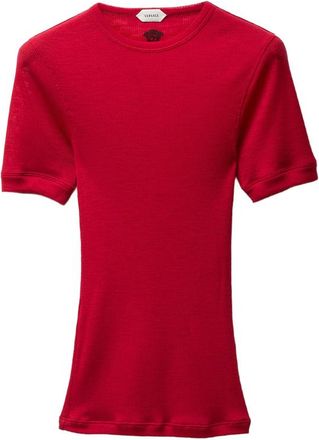 Versace Embroidered Wool Ribbed Knit T-shirt