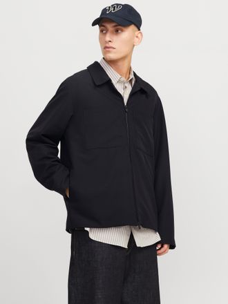 Jack & Jones Hemdjacke JACK & JONES JJEPERFECT SHACKET SN, Herren, Gr. XXL, schwarz, Web, Obermaterial: 92% Polyester, 8% Elasthan, unifarben, regular fit taillenb