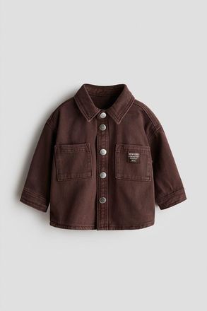 H&M Cotton Twill Overshirt in Dark Brown at Nordstrom, Size 12-18M
