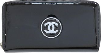 Chanel Black Leather Long Wallet (Bi-Fold) (Pre-Owned)