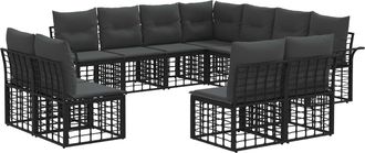 vidaXL Conjunto De Sof&aacute;s De Exterior 11 Uds. Negro Y Gris Oscuro Vidaxl