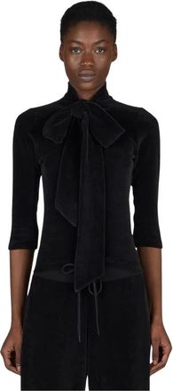 Balenciaga Blouse met sjaalkraag van badstof - Dames - Blouses - Zwart - S - Katoen - Overhemden