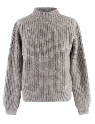 Giorgio Armani Grey Cashmere & Silk Mock-neck Jumper Size M