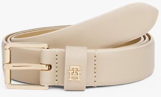 Tommy Hilfiger Womens Square Buckle Leather Belt - Beige - 40