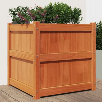 vidaXL Vidaxl - Jardinera Exterior Madera Maciza Pino Marr&oacute;n Cera 60x60x60 Cm