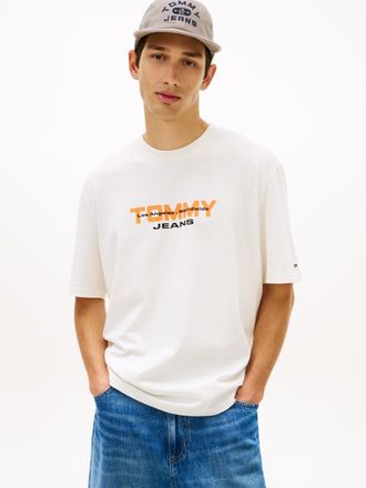 Tommy Jeans T-Shirt TOMMY JEANS TJM 90S BLOCK, Herren, Gr. XXL, ecru, Single Jersey, Obermaterial: 100% Baumwolle, unifarben, relaxed fit normal, Rundhals, einges