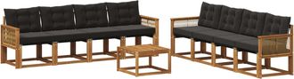 vidaXL Conjunto De Sof&aacute;s De Exterior 9 Uds. Natural Y Negro Vidaxl
