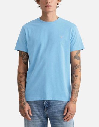 GANT Mens GANT Mens T Shirt Crew Neck Short Sleeve Top - Blue - Size: 44