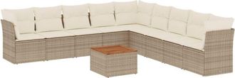 vidaXL Juego De Sof&aacute;s Jard&iacute;n Con Cojines Beige 10 Pzas Rat&aacute;n Sint&eacute;tico Vidaxl
