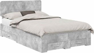 vidaXL Estructura De Cama Con Cabecera Gris Concreto 120 X 200 Cm Vidaxl