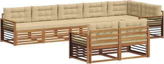 vidaXL Set Di Divani Da Esterno 8 Pz Naturale E Beige Vidaxl