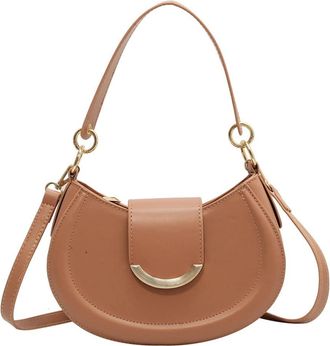 Generic Women Fashion Crossbody Bags Leather Purse and Handbag Everyday Casual Shoulder Bag Tote Small Crescent Bags (Khaki)