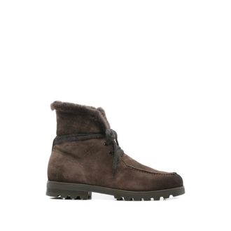 Santoni Enkellaars met bontvoering - Dames - Schoenen - Bruin - Maat: 38 1/2 EU Su&egrave;de