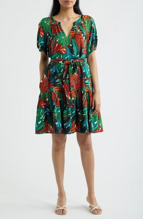 Julia Jordan Botanical Print A-Line Dress in Green Multi at Nordstrom, Size X-Small