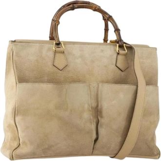 Gucci Pre-owned Handbags, female, Beige, Size: ONE SIZE Pre-owned Vintage Suede Hand Bag