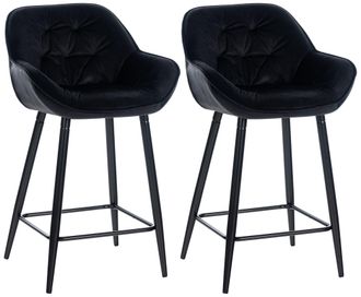 Clp Clp - Set De 2 Taburetes De Bar Gibson Negro Terciopelo