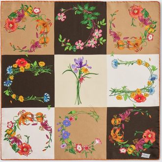 Gucci Printed Silk Twill Bandana, Brown, Silk