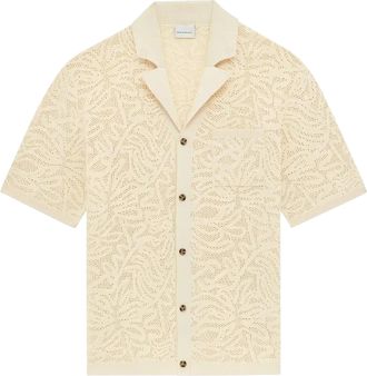 Dr&ocirc;le de Monsieur Short-Sleeved Lace Knit Shirt with Classic Collar