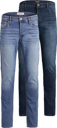 Jack & Jones Multipack-jeans voor heren, Glenn Original Low Rise & Slim Fit, 2-pack, 34W/32L