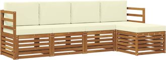 vidaXL Conjunto De Sof&aacute;s De Exterior 5 Uds. Natural Y Crema Vidaxl