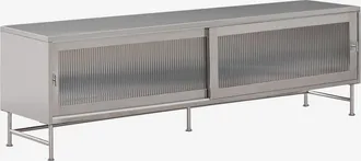 Sklum Mueble Tv 180x40 Cm En Acero Y Cristal Paoline Sklum