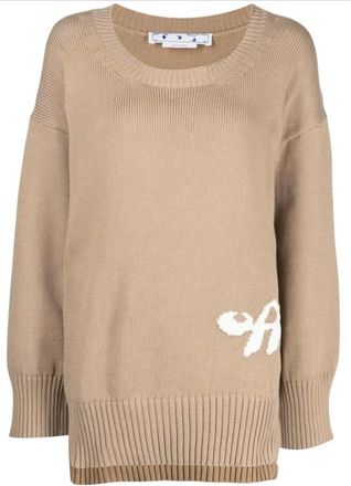 Off-white Lange Truien - Dames - Lange truien - Bruin - S - Katoen - Truien & Vesten