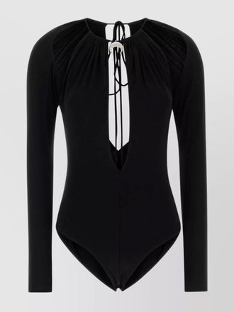 Marine Serre viscose cutout draped bodysuit