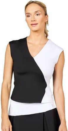Sofibella Monochrome Cap Sleeve Womens Tennis Tank in Black/white at Nordstrom, Size Small