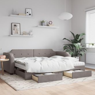 vidaXL Vidaxl - Sof&aacute; Cama Nido Con Cajones Tela Gris Taupe 100x200 Cm