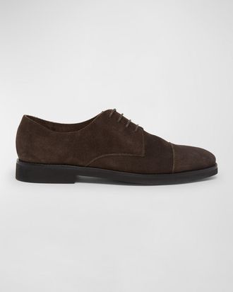 Tom Ford Mens Suede Rubber-Sole Derby Shoes