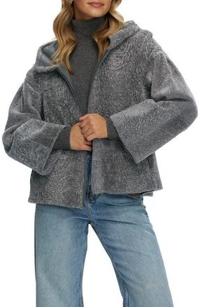 Gorski Genuine Shearling Zip Hooded Jacket, Rev in Gray at Nordstrom, Size X-Small