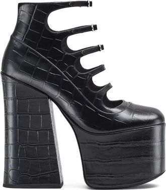 Marc Jacobs Croc-Embossed Kiki Enkellaars - Dames - Pumps - Zwart - 39 EU - Leer - Schoenen
