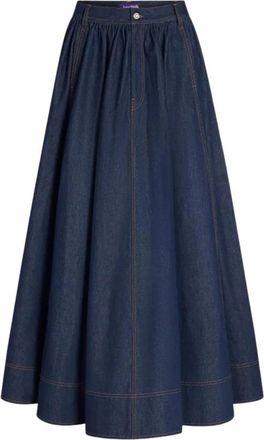 Jean Paul Gaultier Lange volumineuze spijkerrok - Dames - Spijkerrokken - Blauw - XS - Katoen - Rokken