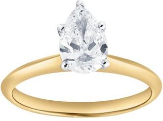 LuvMyJewelry Jana 14K Yellow Gold Pear Lab Grown Diamond Solitaire Engagement Ring - 1 Ct at Nordstrom, Size 7