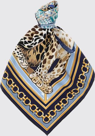 Ferragamo Square Silk Scarf with Animal and Graphic Print