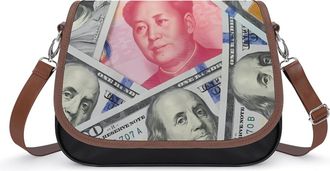 Generic Dollar And Rmb Crossbody Bag Womens Handbag PU Message Bags Shoulder Purse with Adjustable Strap