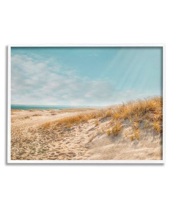 Stupell Industries Sandy Ocean Beach Sun Rays Framed Giclee Wall Art By Brooke T. Ryan