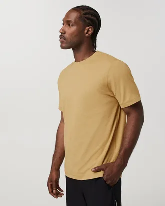 Vuori Clothing Short Sleeve Ponto Performance T-Shirt | Golden Brown Heather | Medium