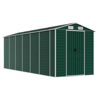 Berkfield Home Garden Shed Green 191x555x198 cm Galvanised Steel | Size: 191 x 555 x 198 cm