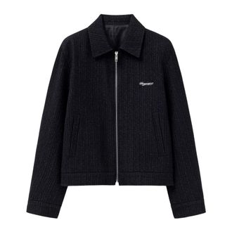 Wooyoungmi Tweed Zip-Up Jacket - Heren - Bomber jackets - Zwart - L - Tweed - Jassen