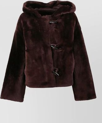 Yves Salomon lambskin jacket featuring side zip and hood